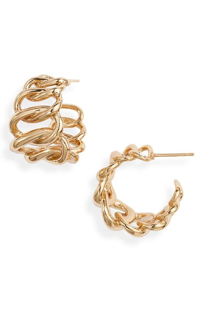 Shop Gas Bijoux Twist Hoop Earrings In Gold