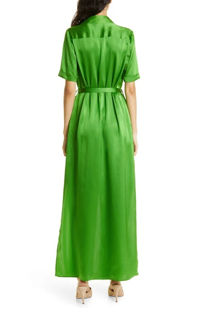 Shop L Agence Klement Utility Silk Maxi Dress In Bright Green