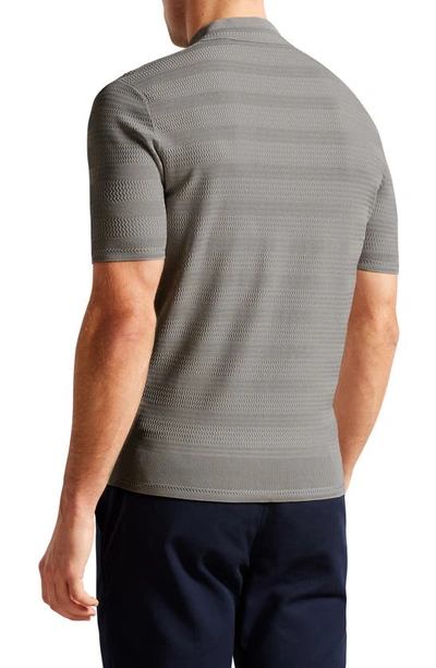Shop Ted Baker Stree Textured Stitch Polo Sweater In Grey