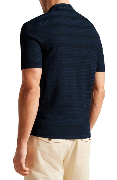 Shop Ted Baker Stree Textured Stitch Polo Sweater In Navy