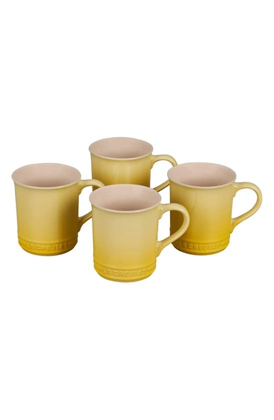 Shop Le Creuset Set Of Four 14-ounce Stoneware Mugs In Soleil