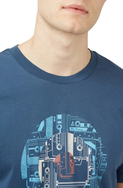 Shop Ben Sherman Retro Tape Target Organic Cotton Graphic T-shirt In Blue Denim