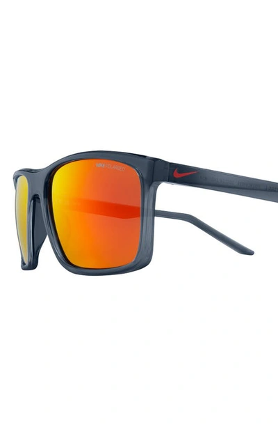 Shop Nike Fire L 58mm Polarized Rectangular Sunglasses In Dark Grey/ Polar Red Flash