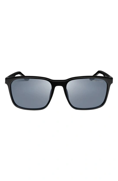Shop Nike Rave 57mm Polarized Square Sunglasses In Black/ Polar Silver Flash