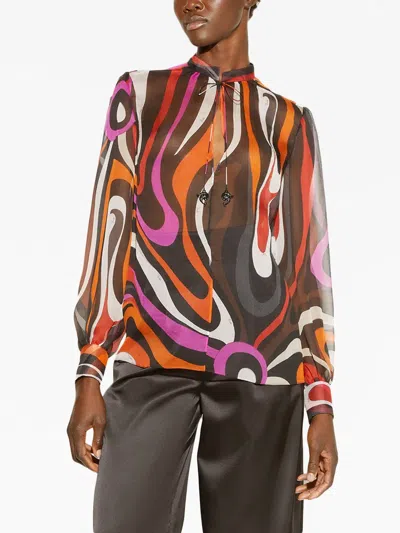 Pucci Silk Printed Blouse In Black
