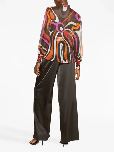 Pucci Silk Printed Blouse In Black