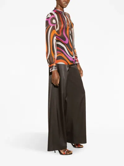 Pucci Silk Printed Blouse In Black