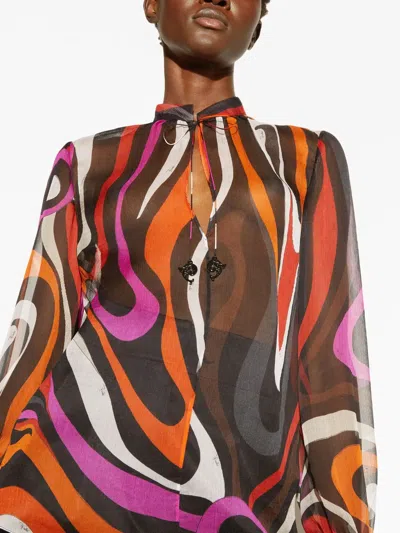 Pucci Silk Printed Blouse In Black