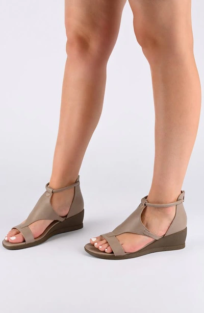 Shop Journee Collection Trayle Wedge Sandal In Taupe