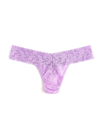 Shop Hanky Panky Signature Lace Low Rise Thong Purple In Multicolor