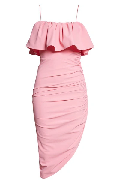 Shop Cinq À Sept Christa Ruffle Asymmetric Dress In Flamingo