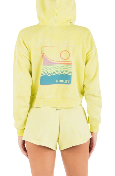 Shop Hurley Beach Bum Crop Graphic Hoodie In Electric Lemon