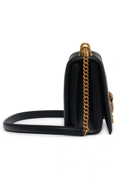 Shop Dolce & Gabbana Devotion Logo Heart Lambskin Crossbody Bag In Black