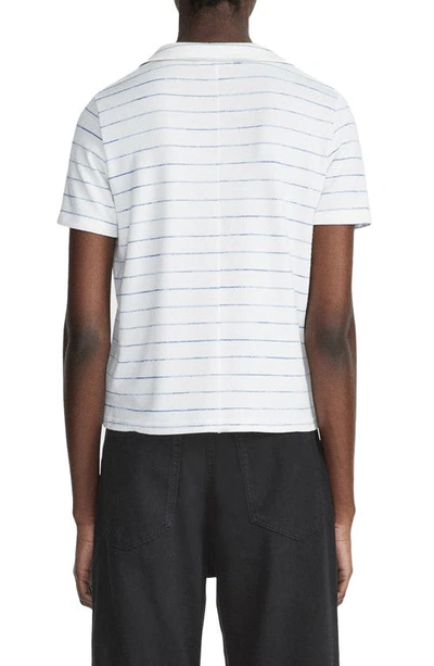 Shop Rag & Bone Stripe Polo Shirt In White/ Blue