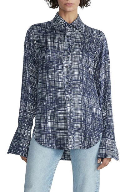 Shop Rag & Bone Delphine Print Silk Blend Button-up Shirt In Blue Multi