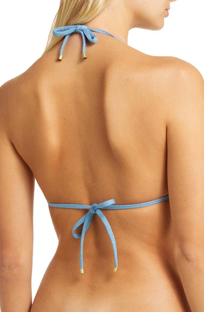 Vitamin A Cosmo O-ring Triangle Bikini Top In Ocean Metallic