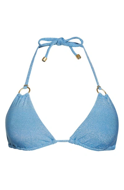 Vitamin A Cosmo O-ring Triangle Bikini Top In Ocean Metallic
