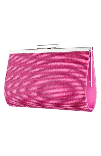 Nina Crystal Frame Clutch In Ultra Pink
