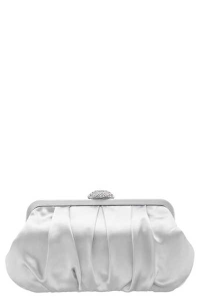 Shop Nina Concord Pleated Satin Frame Clutch In New Silver