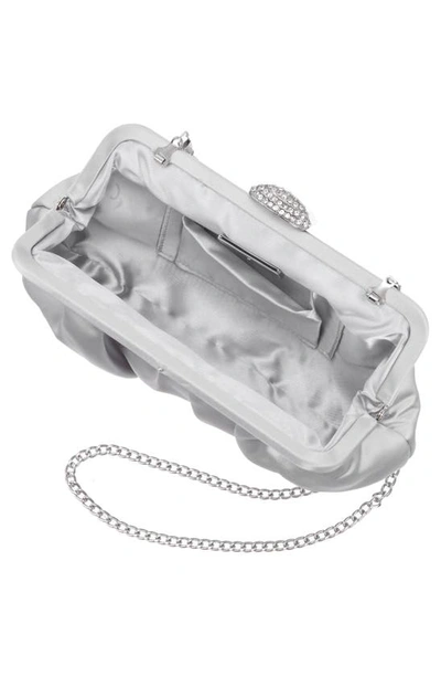 Nina Concord Pleated Satin Frame Clutch In New Silver