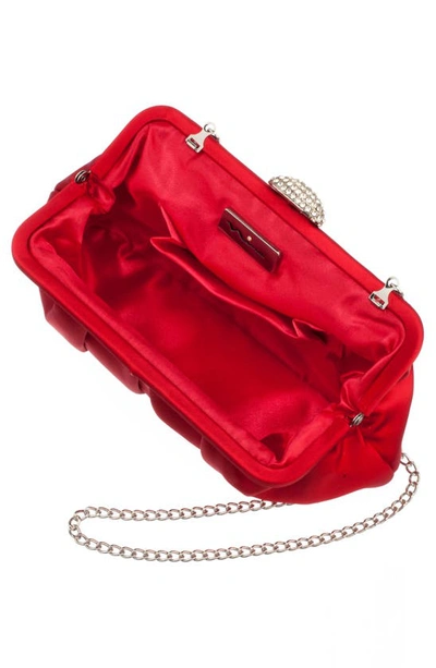 Nina Concord Pleated Satin Frame Clutch In Red Rouge