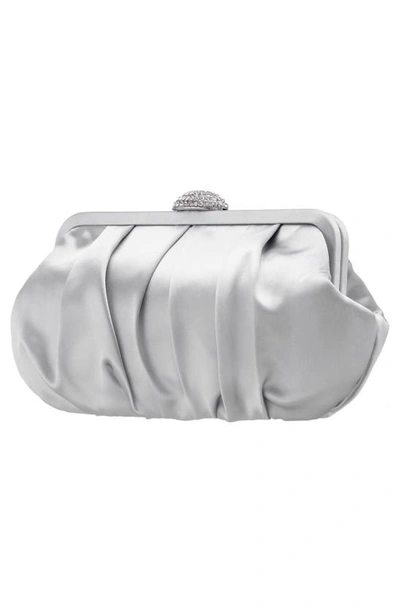 Shop Nina Concord Pleated Satin Frame Clutch In New Silver
