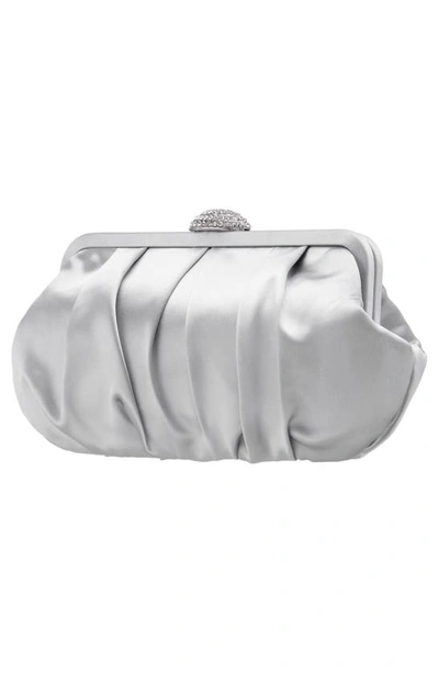 Nina Concord Pleated Satin Frame Clutch In New Silver