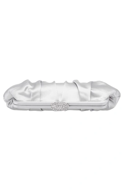 Nina Concord Pleated Satin Frame Clutch In New Silver