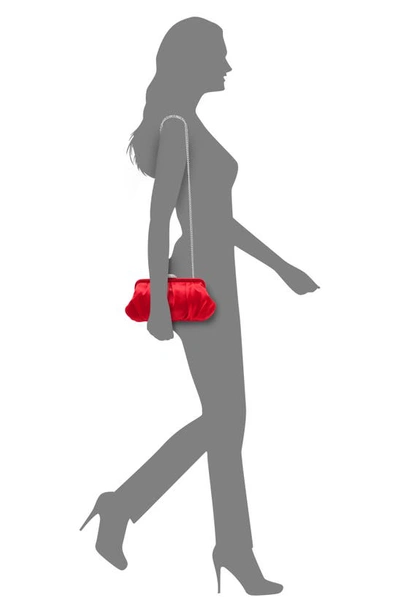 Nina Concord Pleated Satin Frame Clutch In Red Rouge
