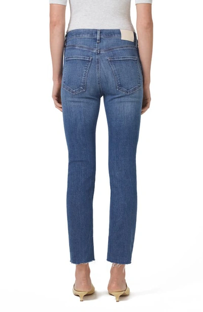 Shop Citizens Of Humanity Isola Frayed Mid Rise Crop Slim Straight Leg Jeans In Lawless