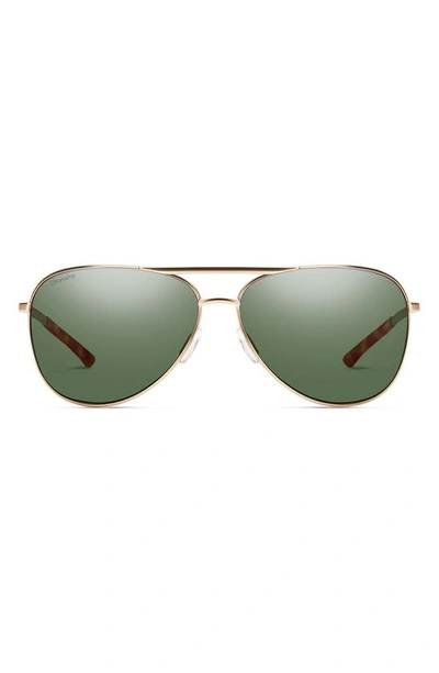 Shop Smith Serpico Slim 2.0 60mm Chromapop Polarized Aviator Sunglasses In Matte Gold/ Grey Polar