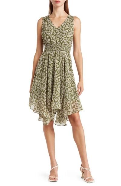 Shop Wishlist Ditsy Floral Handkerchief Dress In Olive