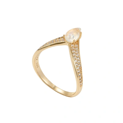 Shop Adornia Fine Adornia Opal Cz Pointed Ring 14k Gold Vermeil In Silver