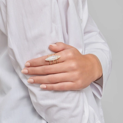 Adornia Fine Adornia Moonstone Marquis Ring 14k Gold Vermeil In Silver