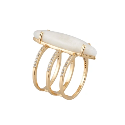 Adornia Fine Adornia Moonstone Marquis Ring 14k Gold Vermeil In Silver