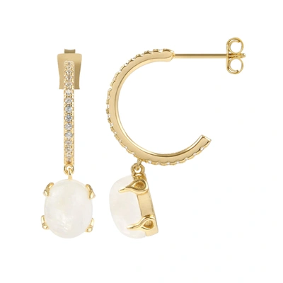 Shop Adornia Fine Adornia Moonstone Drop Hoop Earrings 14k Gold Vermeil