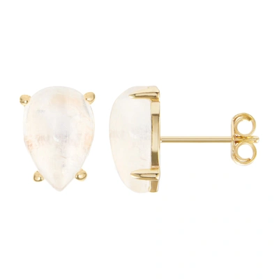 Adornia Fine Moonstone Pear Cut Studs 14k Gold Vermeil In Silver