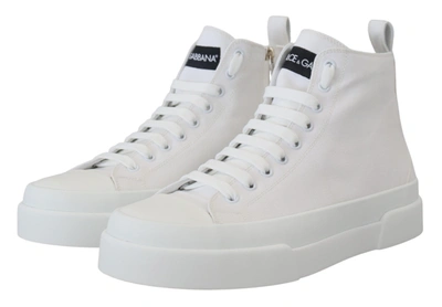 Shop Dolce & Gabbana Canvas Cotton High Tops Sneakers Men's Shoes In White