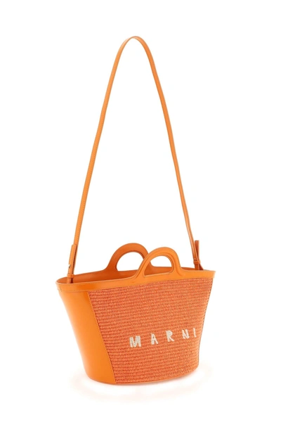 Shop Marni Raffia And Leather Small Tropicalia Bucket Bag