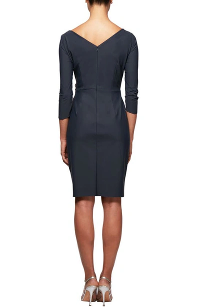 Alex Evenings Embellished Ruched Sheath Cocktail Dress In Charcoal
