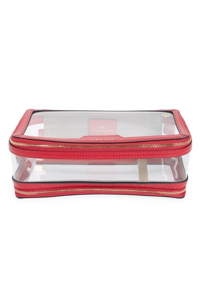 Shop Anya Hindmarch In-flight Clear Travel Case In Clear/ Berry