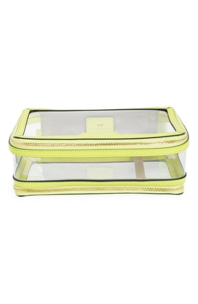 Shop Anya Hindmarch In-flight Clear Travel Case In Clear/ Neon Yellow
