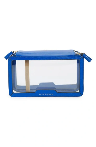 Shop Anya Hindmarch In-flight Clear Travel Case In Clear/ Electric Blue