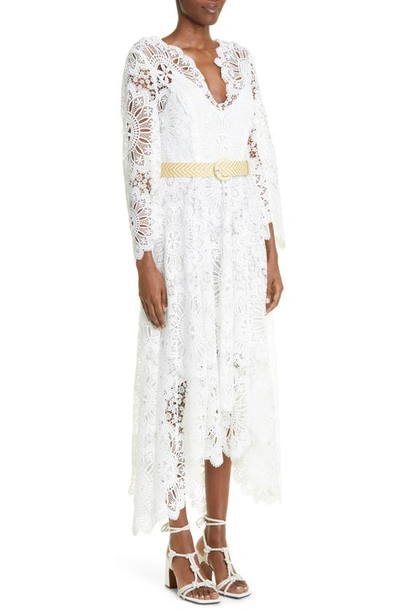 Shop Zimmermann Chintz Doily Long Sleeve High-low Lace Dress In Ivory