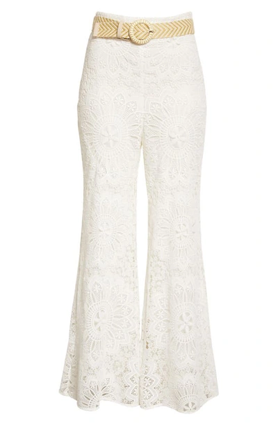 Shop Zimmermann Chintz Doily Lace Flare Pants In Ivory