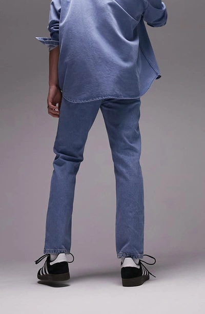 Shop Topman Straight Leg Jeans In Mid Blue