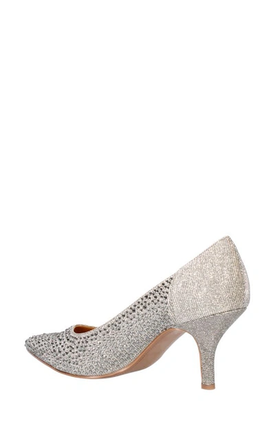 J. Reneé Rishna Crystal Embellished Pointed Toe Pump In Pewter
