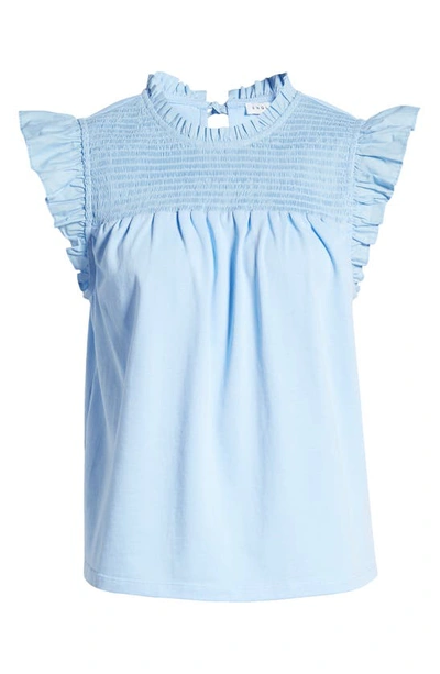 Shop English Factory Smocked Ruffle Top In Blue