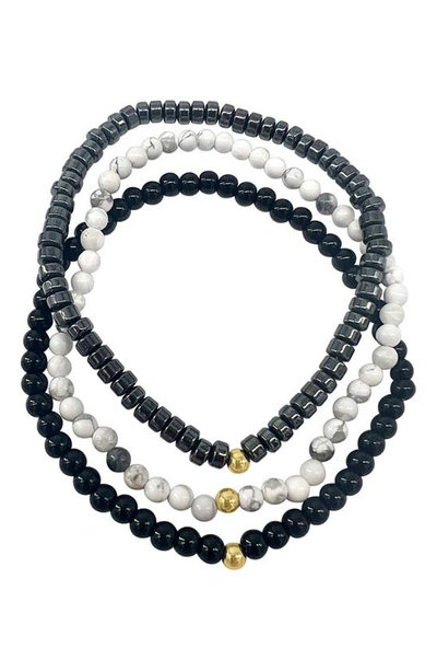 Shop Adornia Set Of 3 Beaded Stretch Bracelets In Multi Black