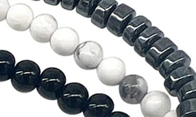 Adornia Set Of 3 Beaded Stretch Bracelets In Multi Black